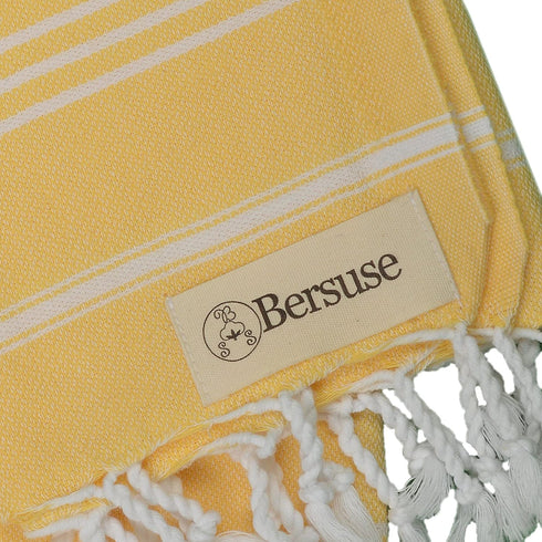 Bersuse 100% Cotton Anatolia Turkish Hand Towel - 23x43 Inches, Yellow