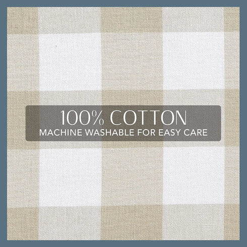 Elrene Home Fashions Farmhouse Living Buffalo-Check Tier Curtain Set for Bathroom or Kitchen Curtains, 30" x 24"(Set of 2 Tiers), Tan/White