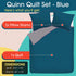 Refinery29 Quinn Arrow Bedding Collection Luxury 100% Cotton Premium Ultra Soft Quilt Coverlet, Lightweight Comfortable 4 Piece Set, Modern Design for Home Hotel Décor, King, Blue/Grey