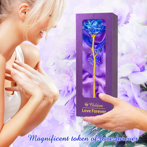 Colorful Blue Rose Flower Gifts for Her,Valentines Day Gifts,Rainbow Rose Flower Present with Gift Package Box Great Valentines Gift Idea for Women,Valentine's Day,Mom Gifts, Birthday, Anniversary
