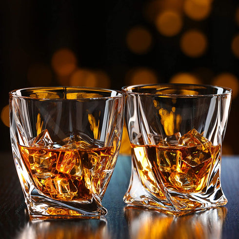 Whiskey Glass Set of 4 - Premium Crystal Clear Glasses - Tasting Tumblers for Drinking Large 10 oz - Elegant Whisky Gift Box Set Glassware for Scotch or Bourbon