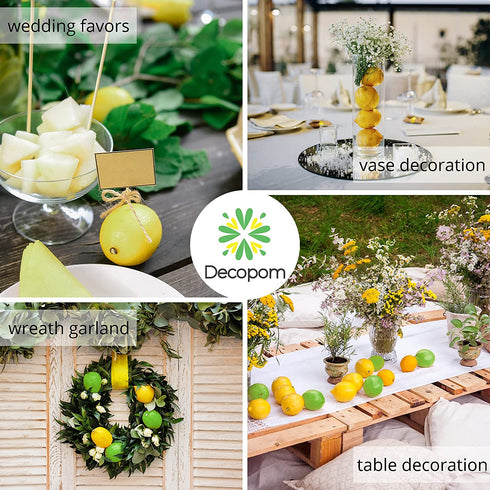 Fake Lemons Limes and Slices Set - 36 Kit Decoration Faux Citrus Fake Fruit - Artificial Lemons Fruit Decorations for Kitchen Home Office Weddings Table Centerpiece Party Tree Lemon Decor for Kitchen