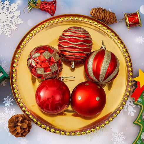 12ct 80mm/3.15" Christmas Ball Ornaments, Decorative Hanging Baubles, Christmas Tree Decoration, Plastic and Shatterproof, Ideal for Xmas, Holiday, Home and Party Decor, Red