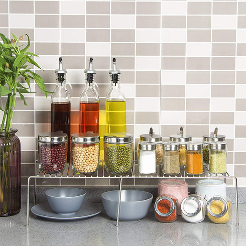 Stainless Steel Expandable Kitchen Storage Organizer Spice Rack Cabinet Organization Shelves Heavy-Duty Rustproof Shelf, Adjustable Durable Rack Space Saving Countertop Drawer Cabinet Pantry