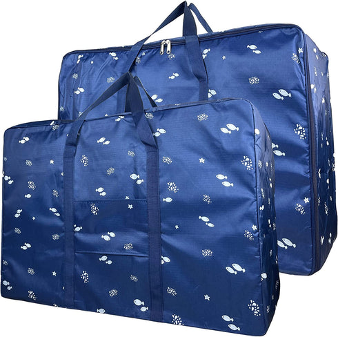 CHYUANX Moving Bags heavy duty extra large , Storage Bags Organizer with Strong Handles Wrap Around and Durable Zippers for Clothing Blanket Storage bags, Waterproof Foldable Carrying Moving Tote bags ,Dorm Room Moving Supplies, Space Saver Bags( 105L,2 P