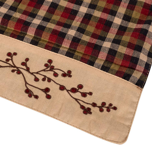 The Country House Lancaster Berry Black and Burgundy Plaid 36 x 13 Cotton Fabric Table Runner