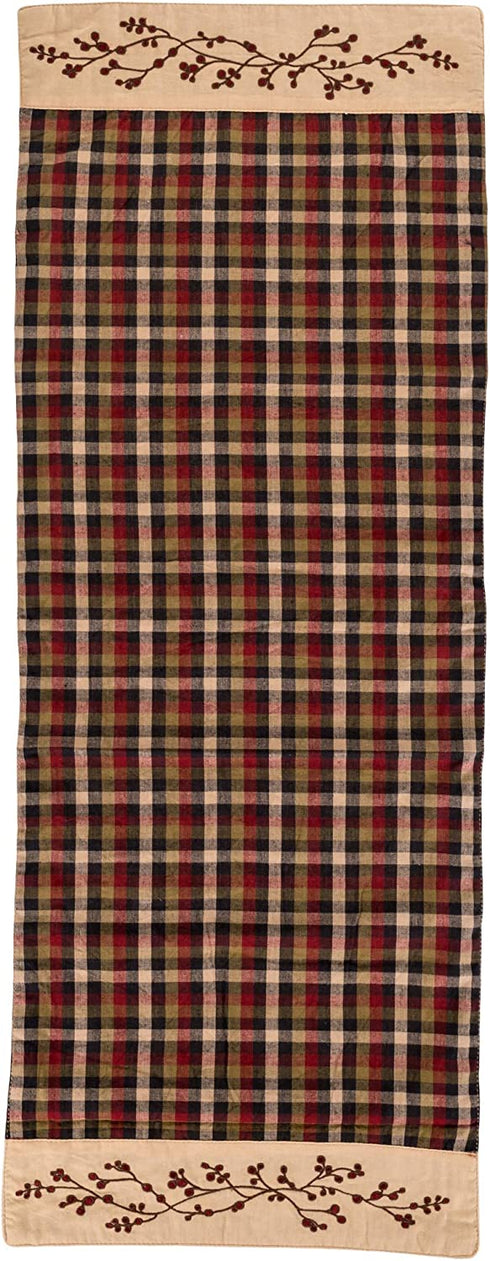 The Country House Lancaster Berry Black and Burgundy Plaid 36 x 13 Cotton Fabric Table Runner