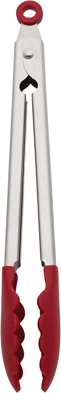KitchenAid Silicone Stainless Steel Tongs, 10.26 Inch, Red