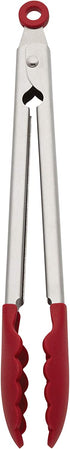 KitchenAid Silicone Stainless Steel Tongs, 10.26 Inch, Red
