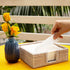 Rattan Napkin Guest Towel Holder For Kitchen 7.5 x 7.5 x 2.5 inches Square Wicker Tissue Paper Holder Caddy for Dining Table Flat Woven Boho Napkins Dispenser for Dinner (Luncheon, White Wash)