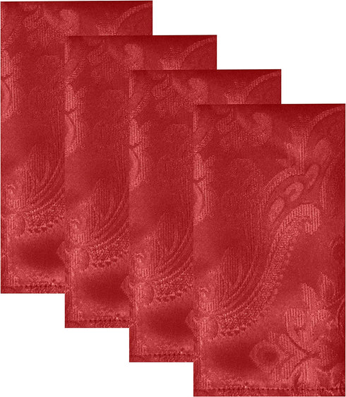 Elrene Home Fashions Caiden Elegance Damask Fabric Napkins (Set of 4), 17" x 17", Red