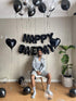 Happy BAEDAY Black Balloon Kit | Valentines Day Balloons | Anniversary Decorations | Best Black Balloons For Him | 16" XO Letter Balloons | Foil & Confetti Balloons | Black Heard Balloons