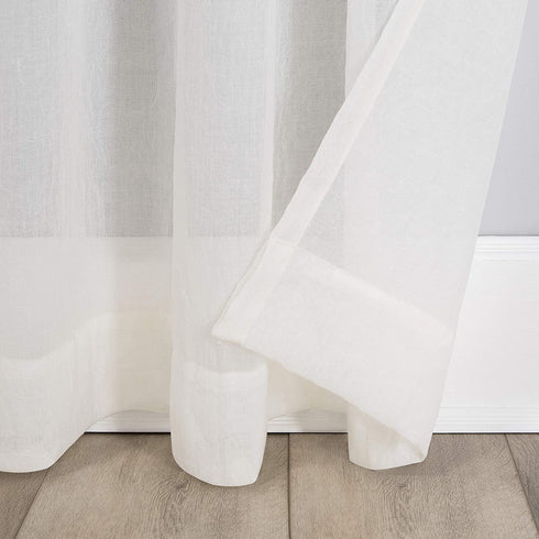No. 918 Tayla Crushed Texture Semi-Sheer Rod Pocket Curtain Panel, 50" x 84", Cream Off-White
