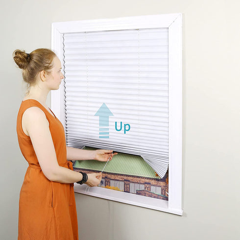 Easy Up & Down Room Darkening Pleated Shade, Temporary Window Blind, Heat & Sun Protection, 36in x 72in (Fits Window Width18-36") , 2-Pack, Operating with Pull Cord , Easy Trimming & Installing