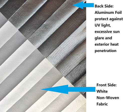 Easy Up & Down Room Darkening Pleated Shade, Temporary Window Blind, Heat & Sun Protection, 36in x 72in (Fits Window Width18-36") , 2-Pack, Operating with Pull Cord , Easy Trimming & Installing