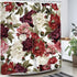 Homewelle Burgundy Floral Shower Curtain Watercolor Rustic Flower Rose Red White Girl Retro Leaves Blossom Peony Woman 60Wx72L Inch Waterproof 12 Pack Shower Hooks Polyester Fabric Bathroom Bathtub