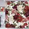 Homewelle Burgundy Floral Shower Curtain Watercolor Rustic Flower Rose Red White Girl Retro Leaves Blossom Peony Woman 60Wx72L Inch Waterproof 12 Pack Shower Hooks Polyester Fabric Bathroom Bathtub
