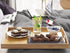 BAMEOS Serving Tray with Handle Bamboo Bed Tray with Two Coasters Food Couch Tray Works for Eating,Working,Storing,Décor, Used in Bedroom, Kitchen, Living Room, Bathroom, (16.9x12.99x1.96inches)