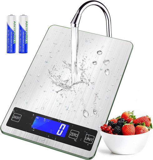 BACK KTCL Digital Food Kitchen Scale, 22lb Weight Multifunction Scale Measures in Grams and Ounces for Cooking Baking, 1g/0.1oz Precise Graduation, Stainless Steel and Tempered Glass