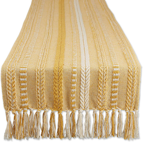 DII Farmhouse Braided Stripe Table Runner Collection, 15x72, Honey Gold