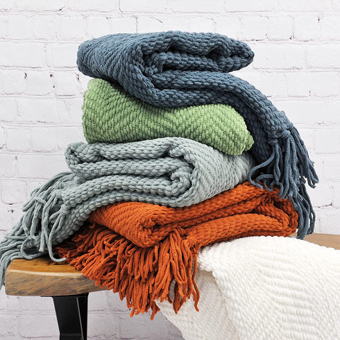 Home Soft Things Silver Throw Blanket Knitted Tweed Throw 50'' x 60'', Silver, Super Soft Cozy Warm Comfortable Breathable Throw for Living Room Chair Couch Bed Sofa Bedroom Home Décor