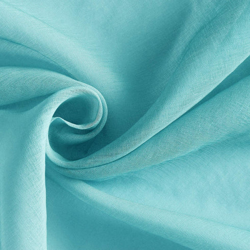Hiasan Faux Linen Ombre Sheer Curtains - Voile Grommet Window Curtains for Bedroom and Living Room, 52 x 96 Inches Long, Turquoise, 2 Drape Panels