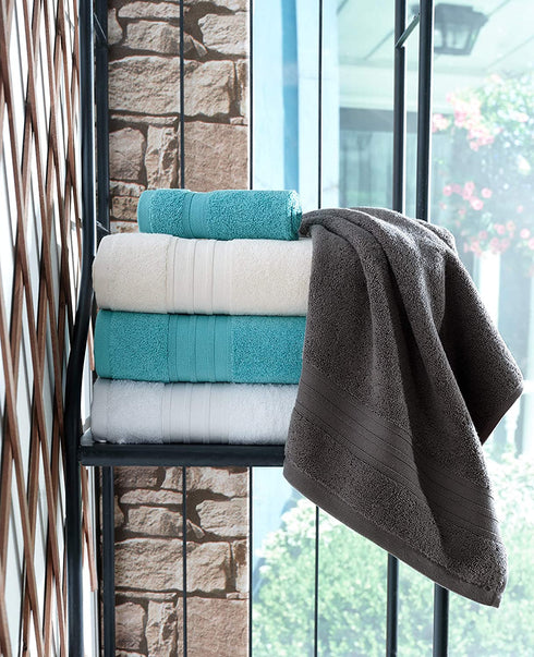 Hammam Linen Bath Towel Set 3 Pieces Soft and Absorbent, Premium Quality 100% Cotton 1 Bath Towel 1 Hand Towel 1 Washcloth (Cool Grey)