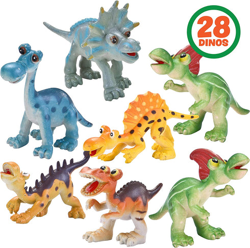 JOYIN 28-Count Valentines Day Gifts Cards, Valentine's Greeting Cards for Kids with Dinosaur Toys Valentine Classroom Exchange Party Favor Toy