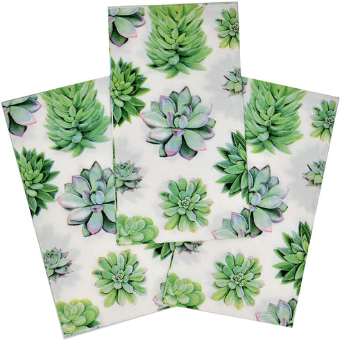 100 Cactus Guest Napkins 3 Ply Disposable Paper Succulent Flower Dinner Hand Napkin for Bathroom Powder Room Wedding Anniversary Holiday Birthday Spring Tea Party Bridal Baby Shower Decorative Towels