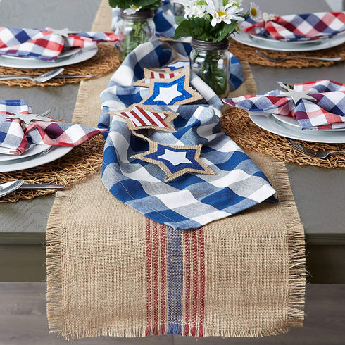 DII Buffalo Check Collection, Classic Farmhouse Table Runner, 14x108, Navy & Cream