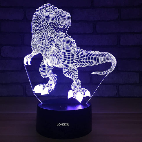LONGXU Dinosaur Toys 3D Night Light for Boys with Timer Remote & Smart Touch 7 Colors Changing Dimmable TRex Toy 1 2 3 4 5 6 7 8 9 10 Year Old Boy Gifts (Dinosaur)