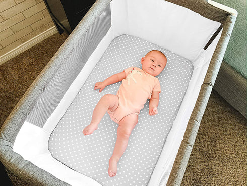 Bassinet Bed Sheets Premium Bassinet Fitted Sheet Set - 4 Pack 100% Jersey Knit Cotton Cradle Sheets Bassinet Bedding for Standard Size Oval or Halo Bassinet Pads Bassinet Sheet for Boy & Girl