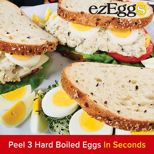 EZ EGGS Hard Boiled Egg Peeler, 5 Egg Capacity Handheld Specialty Kitchen Tool Peels Egg Shells in Seconds (As Seen on TV)