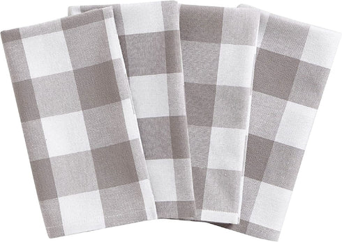 Elrene Home Fashions Farmhouse Living Buffalo Check Napkin Set of 4, 20" x 20", Gray/White 4