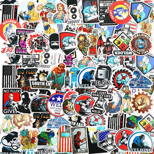 200 pieces Welding Stickers Hard Hat Stickers Welder Stickers Decals, Tool Box Stickers Funny Stickers for Helmet Welding Construction Iron Worker Lineman Oilfield Electrician Decals