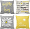 Emvency Set of 4 Throw Pillow Covers You are My Sunshine Yellow Gray with Words Decorative Pillow Cases Home Decor Square 16x16 Inches Pillowcases