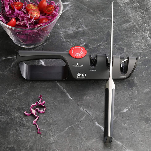 Cangshan 1026108 3-Stage Adjustable 14-24 Degree Professional Knife + Scissor Sharpener