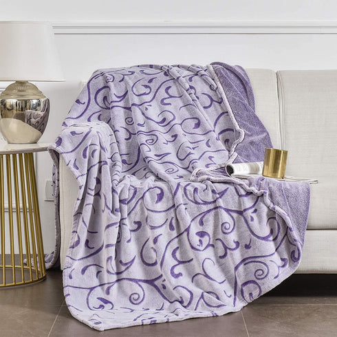 SOCHOW Uragiri Flannel Fleece Throw Blanket, Lightweight Super Soft Cozy Plush Bed Blanket, 60 — 80 Inches, Purple