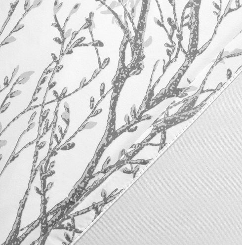 DriftAway Tree Branch Abstract Ink Printing Lined Thermal Insulated Window Curtain Valance Rod Pocket 52 Inch by 18 Inch Plus 2 Inch Header Silver Gray 1 Pack