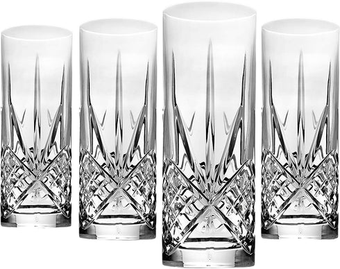 Godinger Tall Beverage Glasses Collins All Purpose Drinking Glasses- Dublin Collection, SET OF 4