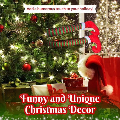 1 Pair Elf Christmas Decorations for Your Vehicle or Fireplace - Hanging Elf Legs for Car Perfect for Holiday Cheer. One Pair Random Style Santa Leg or Elf Leg. STYLE WILL VARY AT RANDOM ELF/SANTA (1)