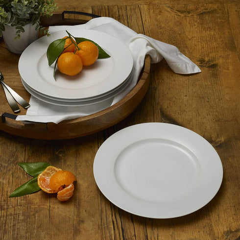 Everyday White by Fitz and Floyd Classic Rim 10.75-Inch Dinner Plates, Set of 4