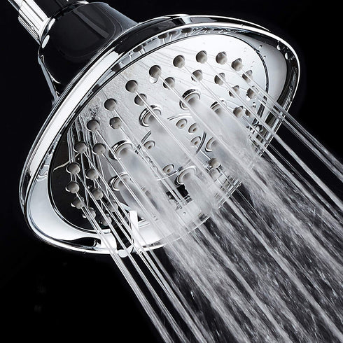 AquaDance, Chrome Hot Oval Square Style 6-setting High-Pressure Luxury Shower Head. Angle Adjustable, Solid Brass Connection Nut, Finish. Premium Quality Exclusive Showerhead from Top American