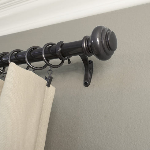Decopolitan 1-Inch Urn Single Window Treatment Rod Set, 72 to 144-Inch, Bronze
