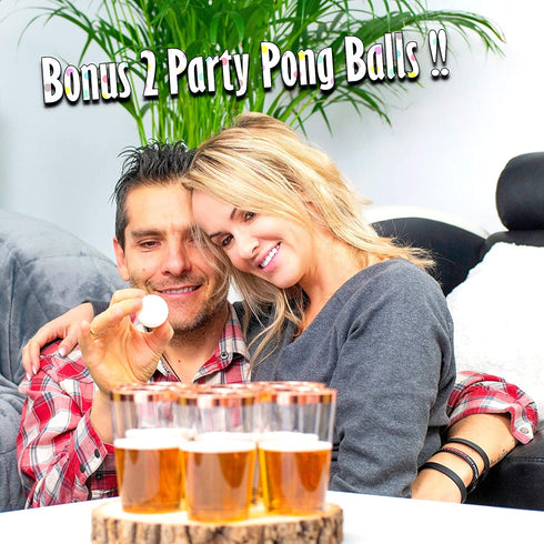 KOPHADOT 12oz Double Rose Gold Rim Plastic Cups 50 packs with 2 Party Pong Balls, Disposable and Reusable Elegant Rose GoldCup Clear Party Drinking Cups for Weddings, Bachelorette Parties, Christmas