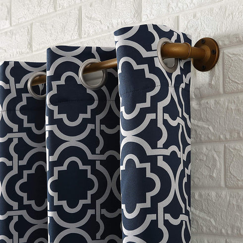 Sun Zero Barnett Trellis Blackout Grommet Curtain Panel, 40 in x 63, Navy Blue