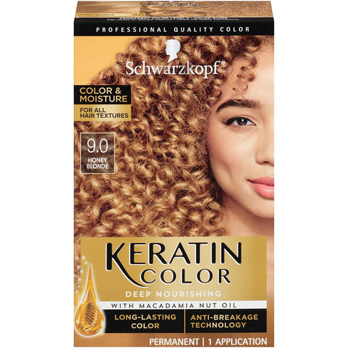 Schwarzkopf Keratin Color, Color & Moisture Permanent Hair Color Cream, 9.00 Honey Blonde