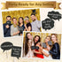 Partyville Photo booth Props - Real Gold Glitter Pre Assembled 23 Pcs Wedding Photo Booth Props - Customizable Birthday Photo Booth Props Selfie Frame & Foil Backdrop Roaring 20s Photo Booth Props