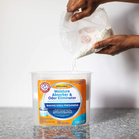 Arm & Hammer Clean Burst Moisture Absorber and Odor Eliminator Refill, 2 Pack, 14 Oz. Each, White, 28 Ounces