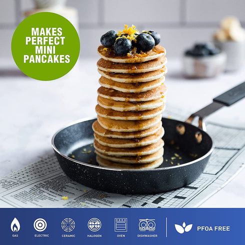 Granitestone Blue Mini Nonstick Egg & Omelet Pan 5.5 Single Serve Frying Pan / Skillet, Diamond Infused, Multipurpose Pan Designed for Eggs, Omelets, Pancakes, Rubber Handle, Dishwasher Safe